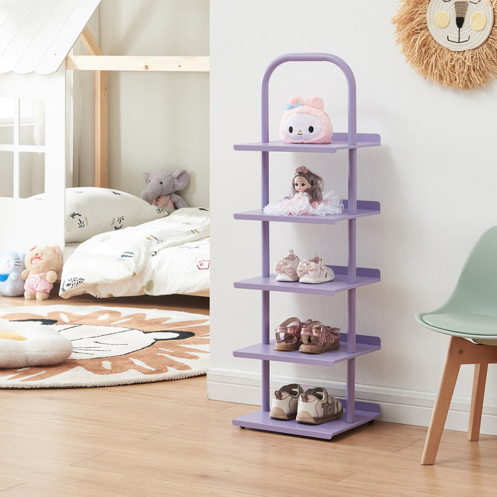 Scarpiera Poytya per Cameretta Scaffale in Acciaio 96x30x27 cm - Viola [en.casa]