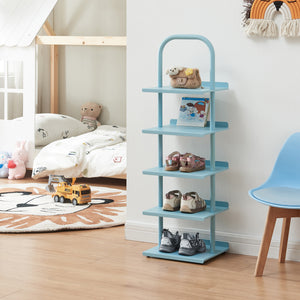 Scarpiera Poytya per Cameretta Scaffale in Acciaio 96x30x27 cm - Blu [en.casa]