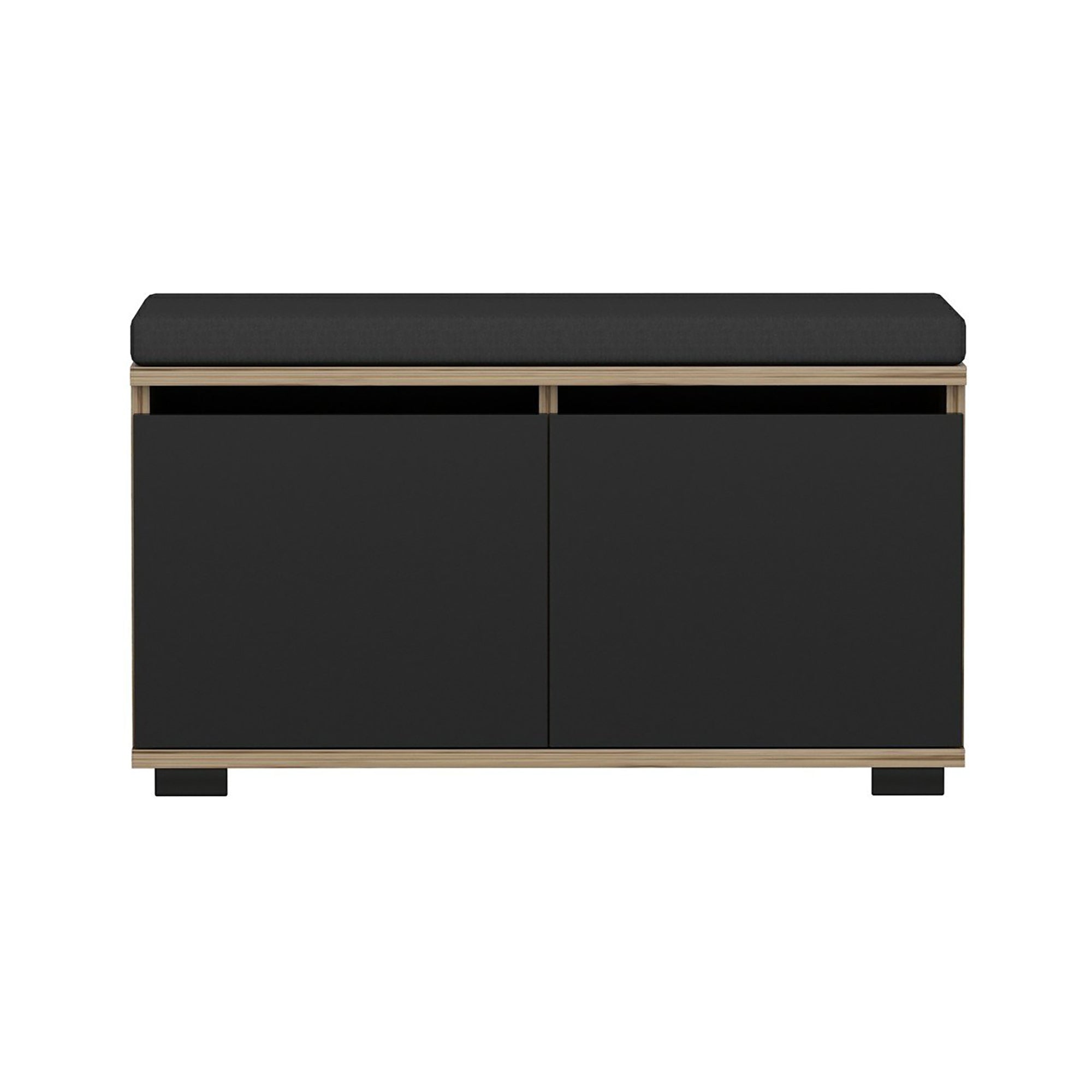 panca per scarpe brande con 2 ante su 4 livelli 42 x 80 x 35 cm effetto rovere / nero 03_0007654