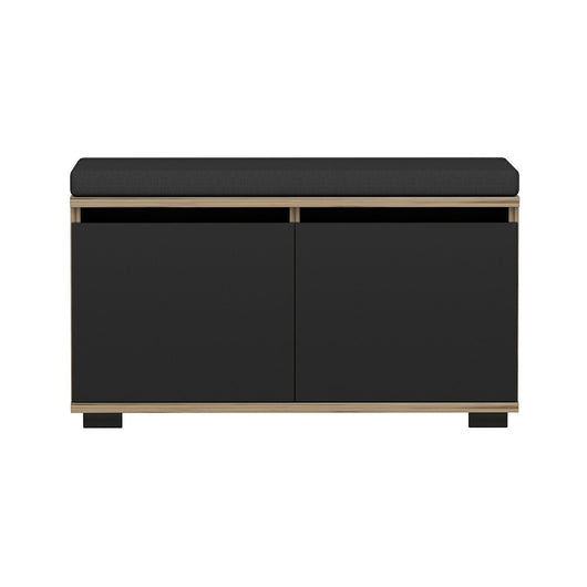 panca per scarpe brande con 2 ante su 4 livelli 42 x 80 x 35 cm effetto rovere / nero 03_0007654