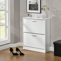 Scarpiera Sykkylven con 2 Contenitori Ribaltabili - Bianco [en.casa]