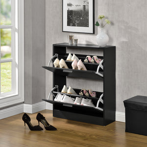 Scarpiera Sykkylven con 2 Contenitori Ribaltabili - Nero [en.casa]