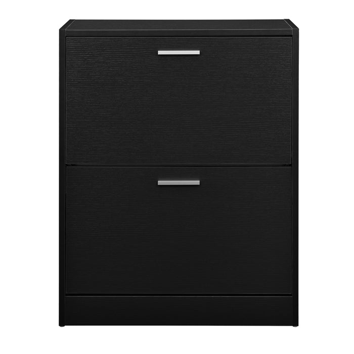 Scarpiera Sykkylven con 2 Contenitori Ribaltabili - Nero [en.casa]