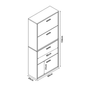 Scarpiera Sykkylven con 4 Contenitori Ribaltabili - Bianco [en.casa]