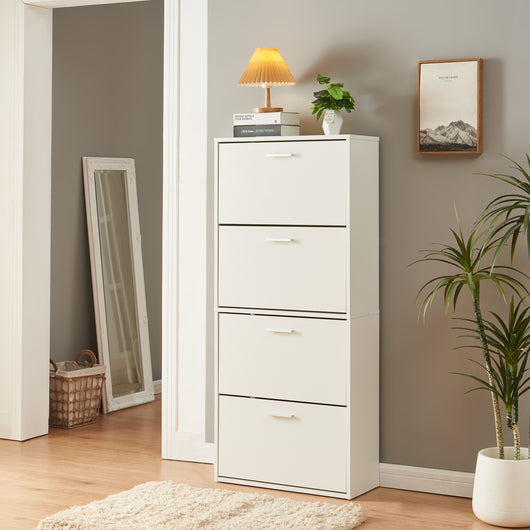 Scarpiera Sykkylven con 4 Contenitori Ribaltabili - Bianco [en.casa]