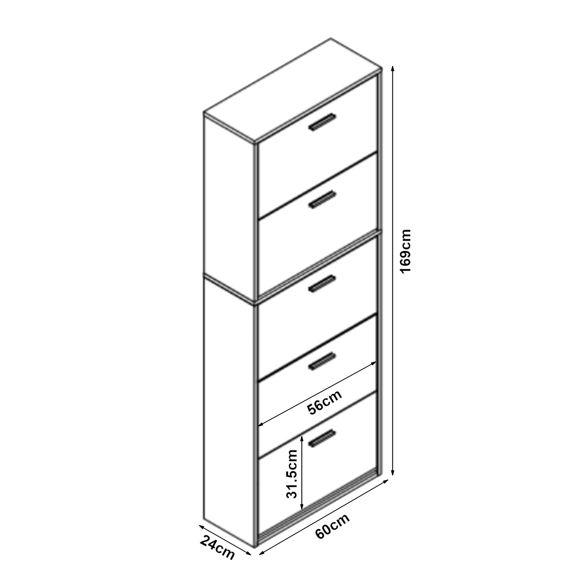 Scarpiera Sykkylven con 5 Contenitori Ribaltabili - Nero [en.casa]