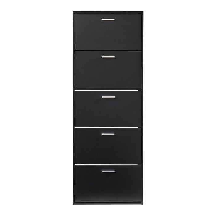 Scarpiera Sykkylven con 5 Contenitori Ribaltabili - Nero [en.casa]