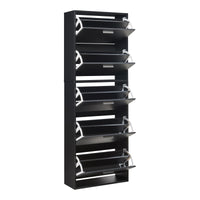 Scarpiera Sykkylven con 5 Contenitori Ribaltabili - Nero [en.casa]