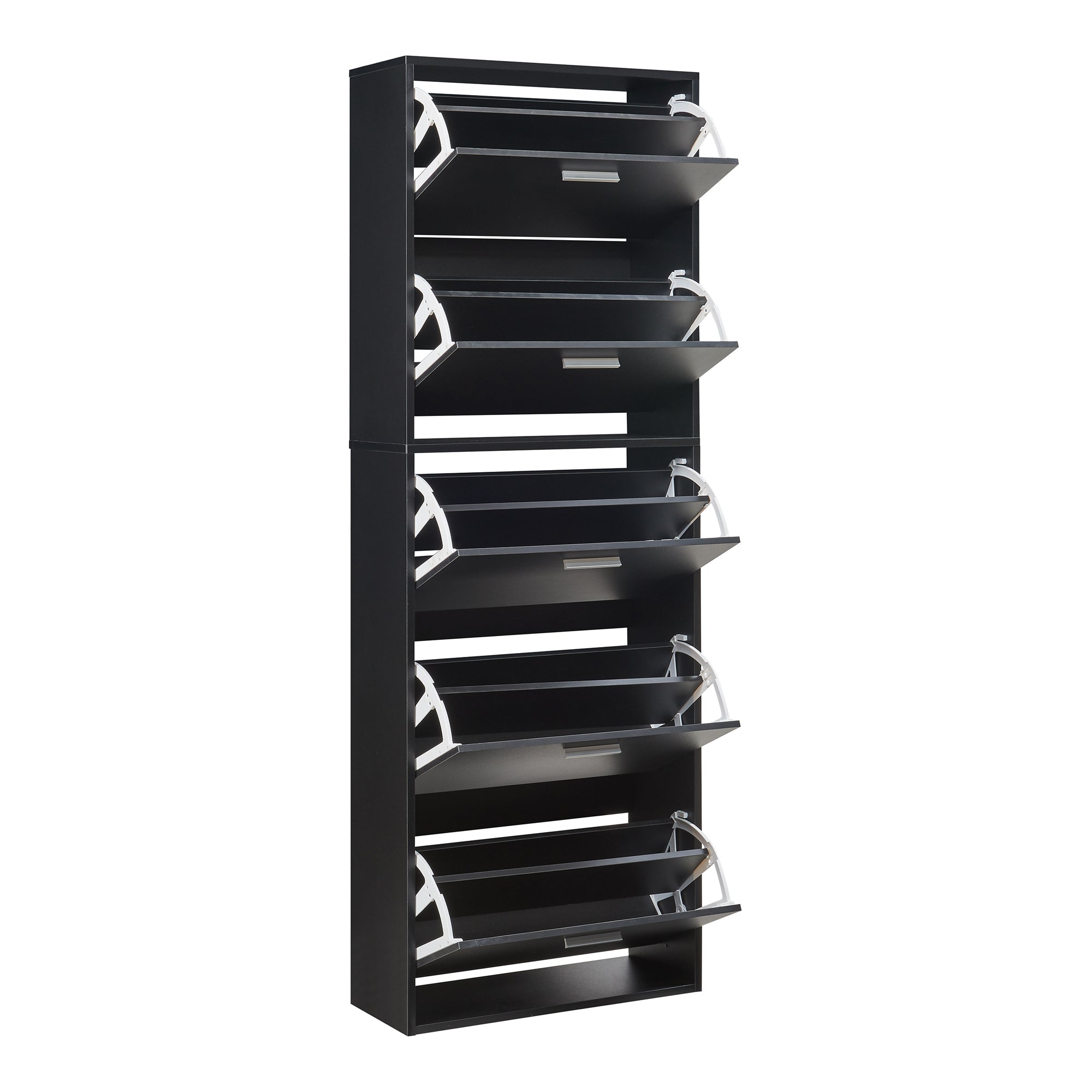 Scarpiera Sykkylven con 5 Contenitori Ribaltabili - Nero [en.casa]