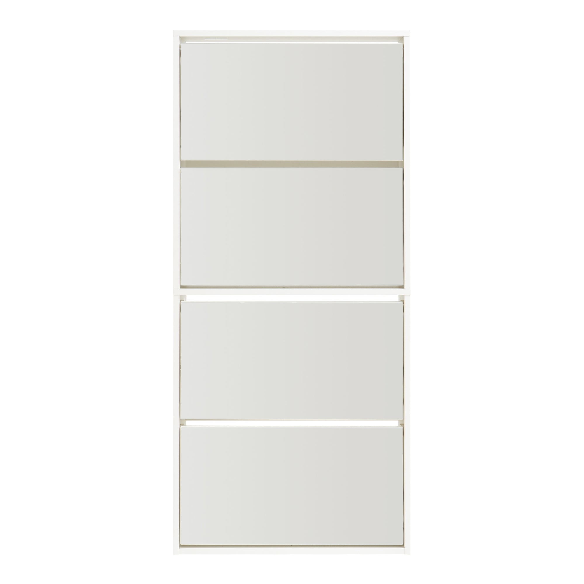 Scarpiera Stretta Lund con Ante a Specchio e 4 Contenitori Ribaltabili - Bianco [en.casa]