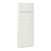 Scarpiera Stretta Lund con Ante a Specchio e 5 Contenitori Ribaltabili - Bianco [en.casa]