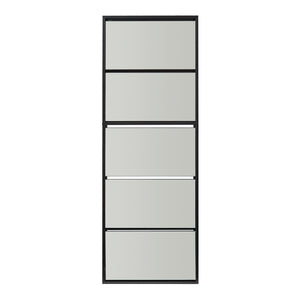 Scarpiera Stretta Lund con Ante a Specchio e 5 Contenitori Ribaltabili - Nero [en.casa]