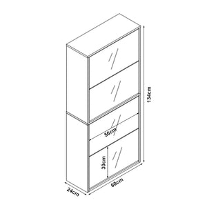 Scarpiera Stretta Lund con Ante a Specchio e 4 Contenitori Ribaltabili - Effetto Rovere Sonoma [en.casa]