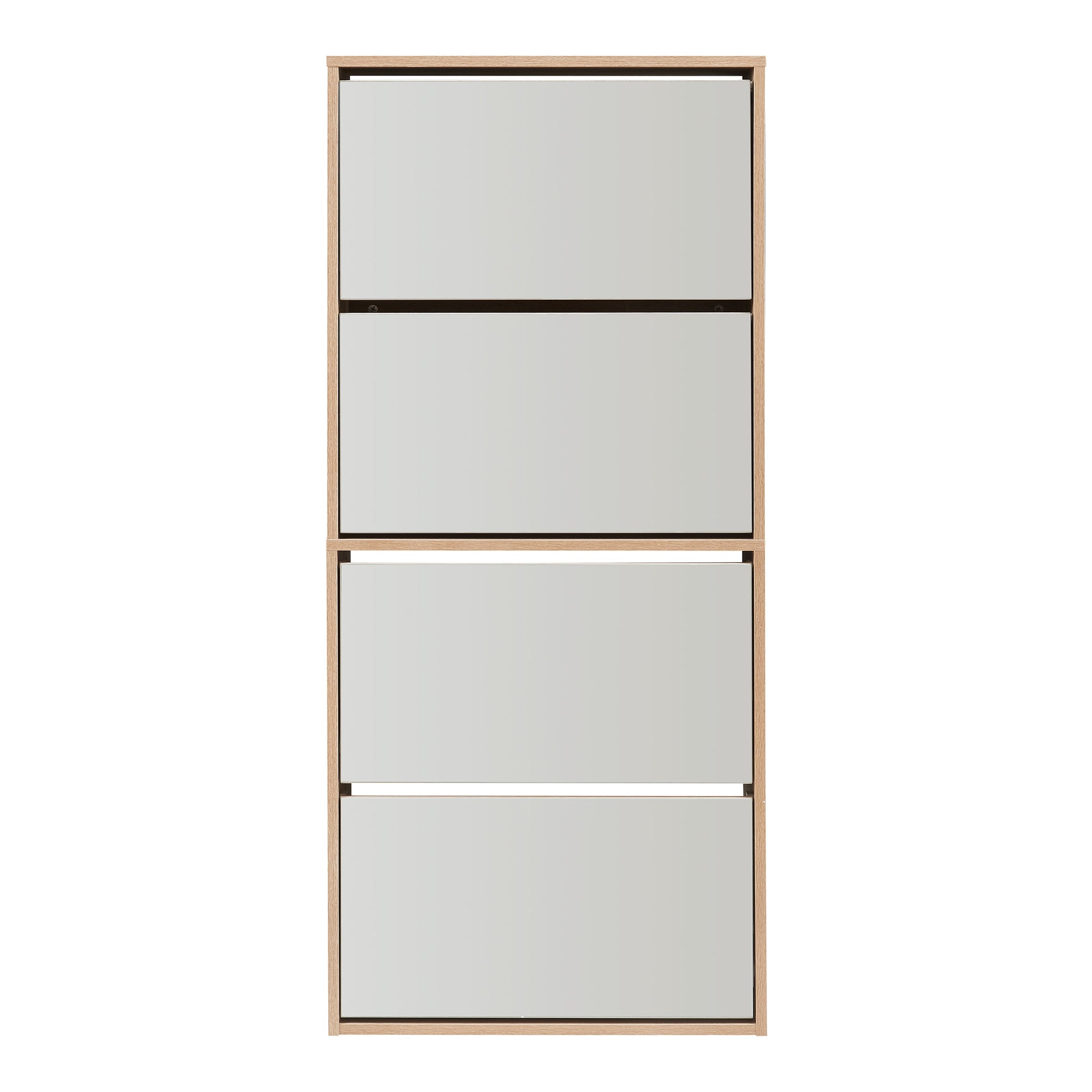 Scarpiera Stretta Lund con Ante a Specchio e 4 Contenitori Ribaltabili - Effetto Rovere Sonoma [en.casa]