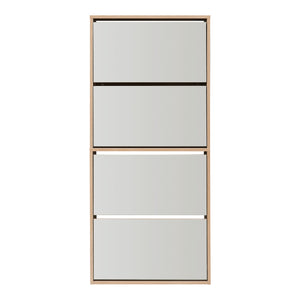 Scarpiera Stretta Lund con Ante a Specchio e 4 Contenitori Ribaltabili - Effetto Rovere Sonoma [en.casa]