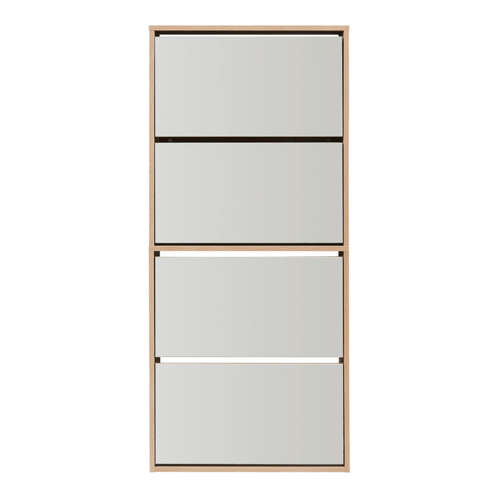 Scarpiera Stretta Lund con Ante a Specchio e 4 Contenitori Ribaltabili - Effetto Rovere Sonoma [en.casa]