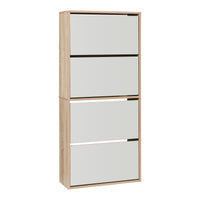 Scarpiera Stretta Lund con Ante a Specchio e 4 Contenitori Ribaltabili - Effetto Rovere Sonoma [en.casa]