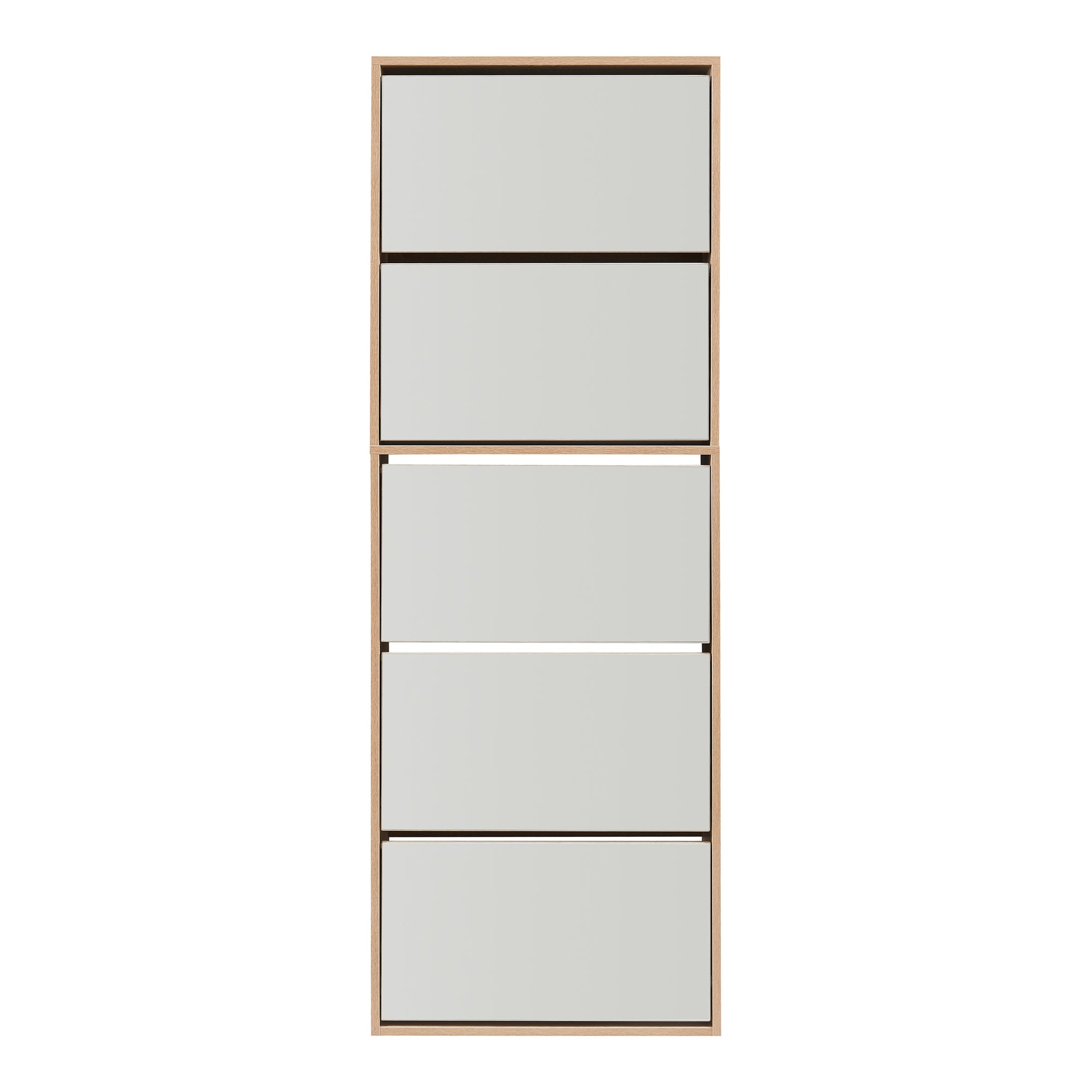 Scarpiera Stretta Lund con Ante a Specchio e 5 Contenitori Ribaltabili - Effetto Rovere Sonoma [en.casa]