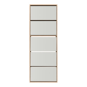 Scarpiera Stretta Lund con Ante a Specchio e 5 Contenitori Ribaltabili - Effetto Rovere Sonoma [en.casa]