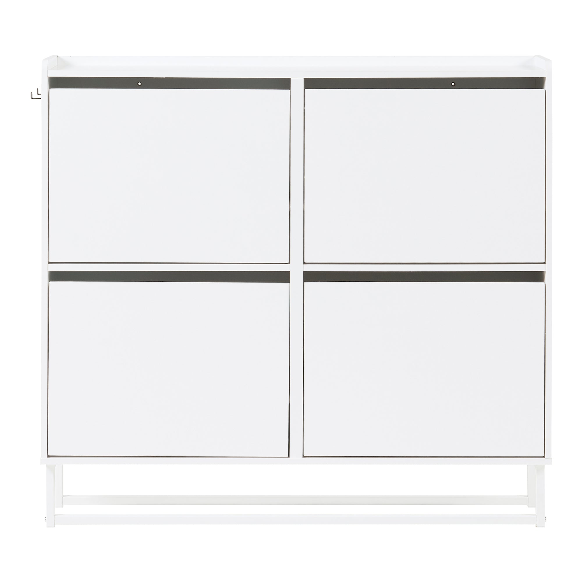 Scarpiera Ylitornio a 4 Contenitori Ribaltabili con Piedini a Cornice - Bianco [en.casa]