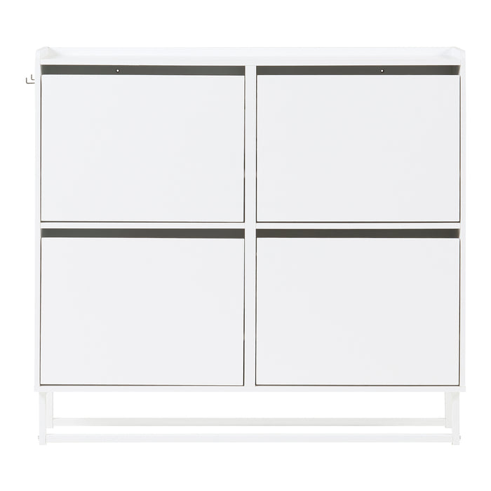 Scarpiera Ylitornio a 4 Contenitori Ribaltabili con Piedini a Cornice - Bianco [en.casa]