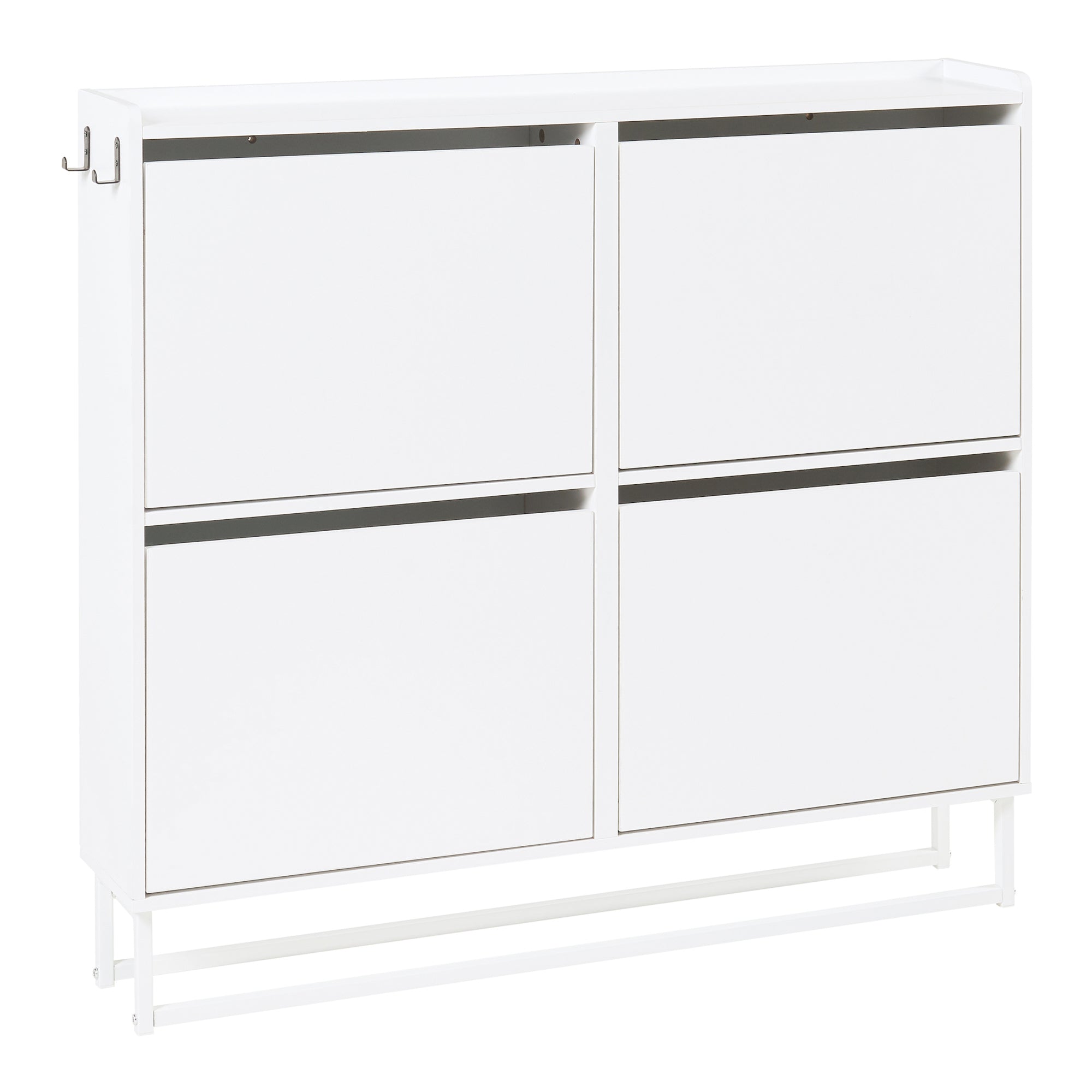 Scarpiera Ylitornio a 4 Contenitori Ribaltabili con Piedini a Cornice - Bianco [en.casa]