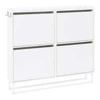 Scarpiera Ylitornio a 4 Contenitori Ribaltabili con Piedini a Cornice - Bianco [en.casa]