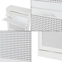 Scarpiera Vesilahti a 2 Contenitori Ribaltabili 80 x 60 x 24 cm - Effetto Rattan / Bianco [en.casa]