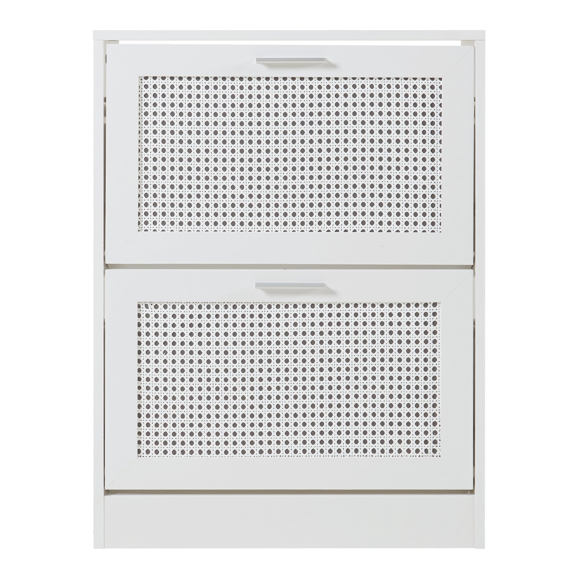 Scarpiera Vesilahti a 2 Contenitori Ribaltabili 80 x 60 x 24 cm - Effetto Rattan / Bianco [en.casa]