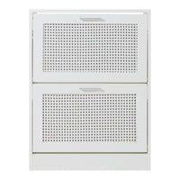 Scarpiera Vesilahti a 2 Contenitori Ribaltabili 80 x 60 x 24 cm - Effetto Rattan / Bianco [en.casa]