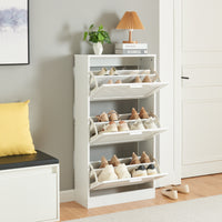 Scarpiera Vesilahti a 3 Contenitori Ribaltabili 115 x 60 x 24 cm - Effetto Rattan / Bianco [en.casa]