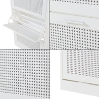 Scarpiera Vesilahti a 3 Contenitori Ribaltabili 115 x 60 x 24 cm - Effetto Rattan / Bianco [en.casa]
