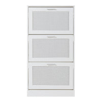Scarpiera Vesilahti a 3 Contenitori Ribaltabili 115 x 60 x 24 cm - Effetto Rattan / Bianco [en.casa]
