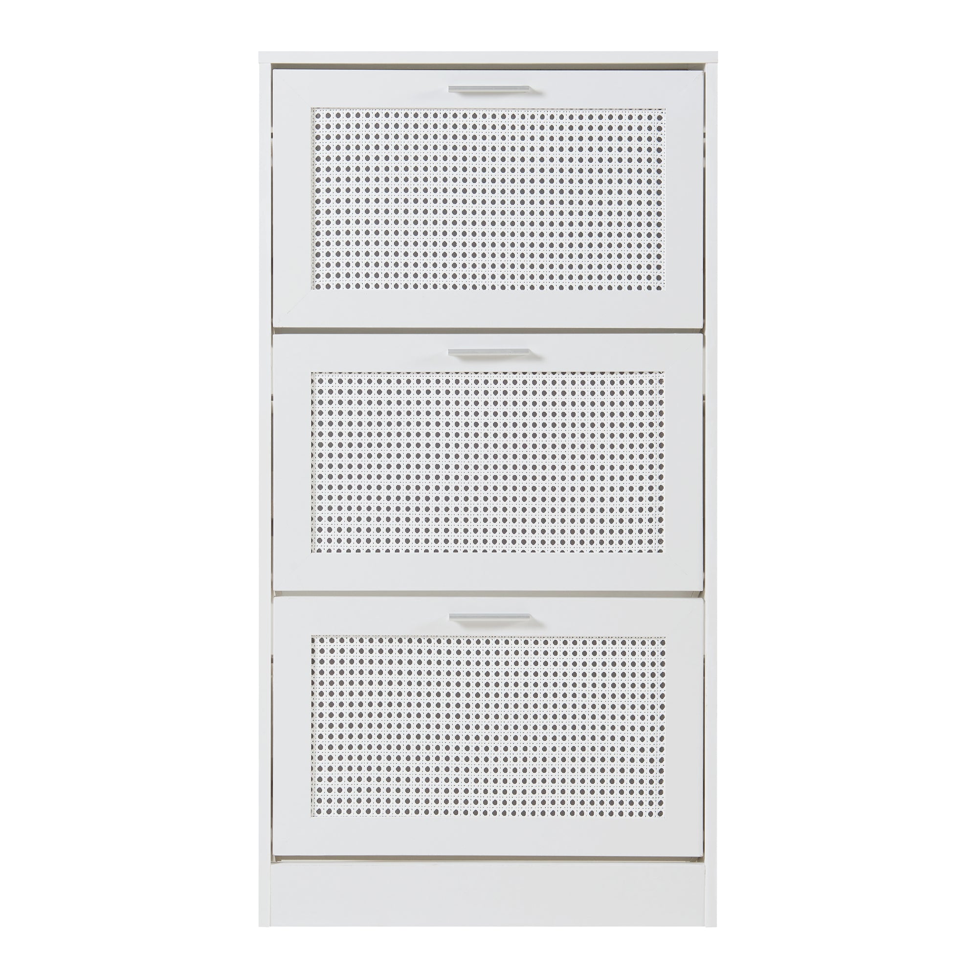 Scarpiera Vesilahti a 3 Contenitori Ribaltabili 115 x 60 x 24 cm - Effetto Rattan / Bianco [en.casa]