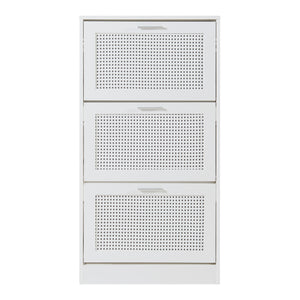 Scarpiera Vesilahti a 3 Contenitori Ribaltabili 115 x 60 x 24 cm - Effetto Rattan / Bianco [en.casa]