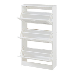 Scarpiera Vesilahti a 3 Contenitori Ribaltabili 115 x 60 x 24 cm - Effetto Rattan / Bianco [en.casa]