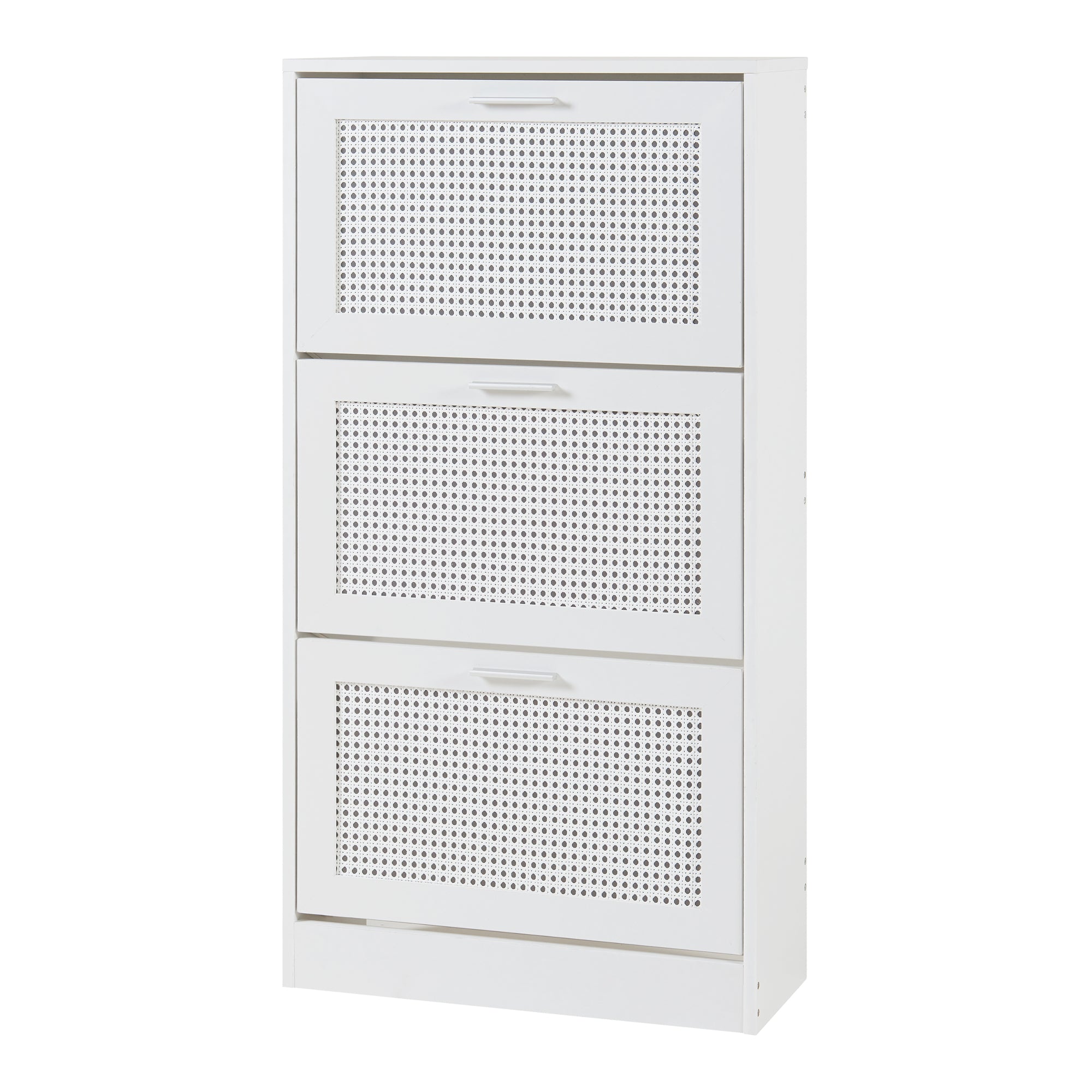 Scarpiera Vesilahti a 3 Contenitori Ribaltabili 115 x 60 x 24 cm - Effetto Rattan / Bianco [en.casa]