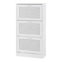 Scarpiera Vesilahti a 3 Contenitori Ribaltabili 115 x 60 x 24 cm - Effetto Rattan / Bianco [en.casa]