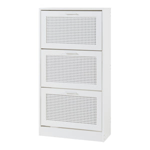 Scarpiera Vesilahti a 3 Contenitori Ribaltabili 115 x 60 x 24 cm - Effetto Rattan / Bianco [en.casa]