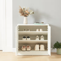 Armadio Scarpiera Løten con Ante a Persiana 62 x 63 x 36 cm Bianco [en.casa]