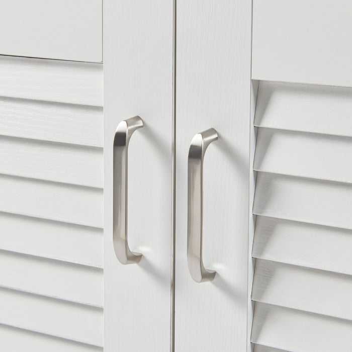 Armadio Scarpiera Løten con Ante a Persiana 62 x 63 x 36 cm Bianco [en.casa]