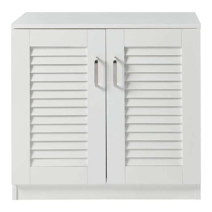 Armadio Scarpiera Løten con Ante a Persiana 62 x 63 x 36 cm Bianco [en.casa]