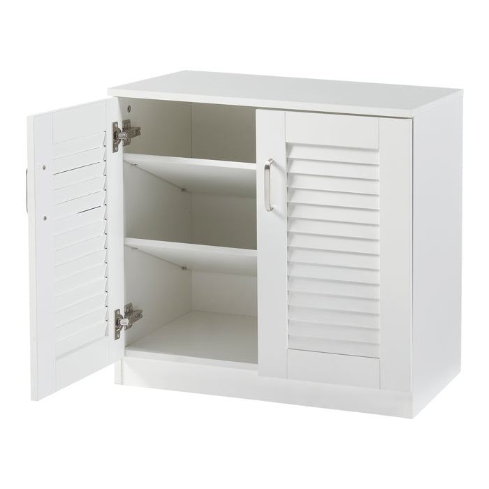 Armadio Scarpiera Løten con Ante a Persiana 62 x 63 x 36 cm Bianco [en.casa]