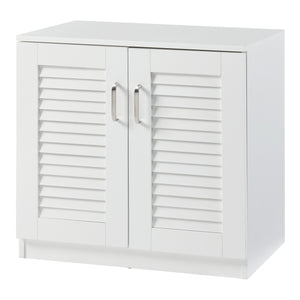 Armadio Scarpiera Løten con Ante a Persiana 62 x 63 x 36 cm Bianco [en.casa]