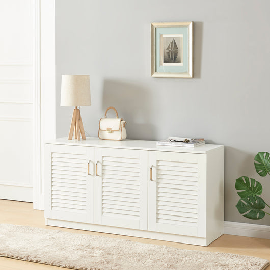 Armadio Scarpiera Løten con Ante a Persiana 62 x 125 x 36 cm Bianco [en.casa]