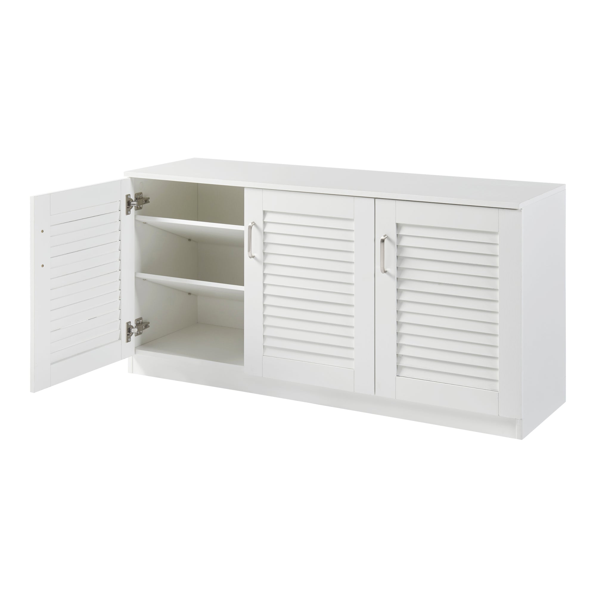 Armadio Scarpiera Løten con Ante a Persiana 62 x 125 x 36 cm Bianco [en.casa]