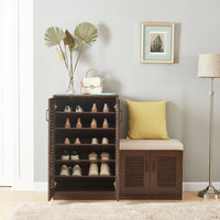 Set Løten di Armadio Scarpiera e Panca 97 x 120 x 36 cm Wengè [en.casa]