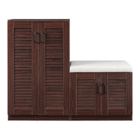 Set Løten di Armadio Scarpiera e Panca 97 x 120 x 36 cm Wengè [en.casa]