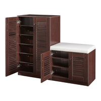 Set Løten di Armadio Scarpiera e Panca 97 x 120 x 36 cm Wengè [en.casa]