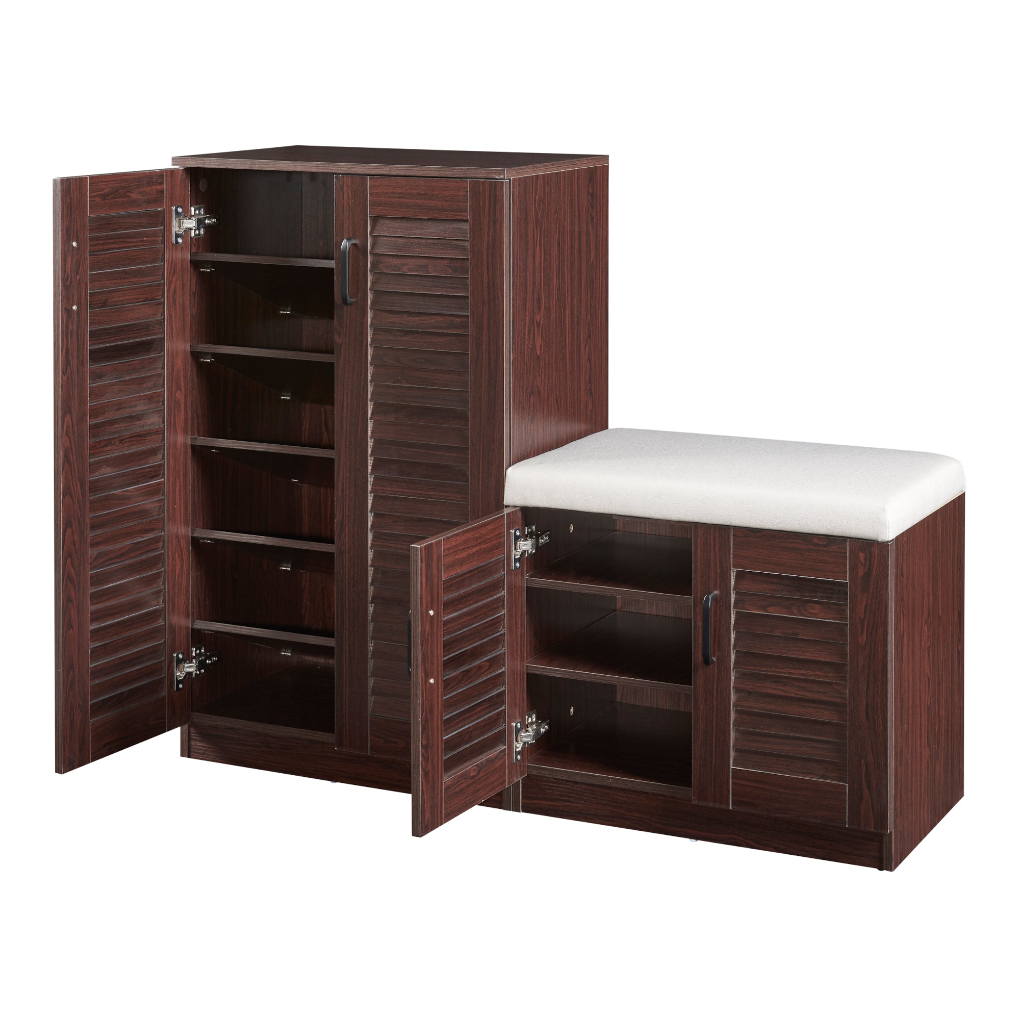 Set Løten di Armadio Scarpiera e Panca 97 x 120 x 36 cm Wengè [en.casa]